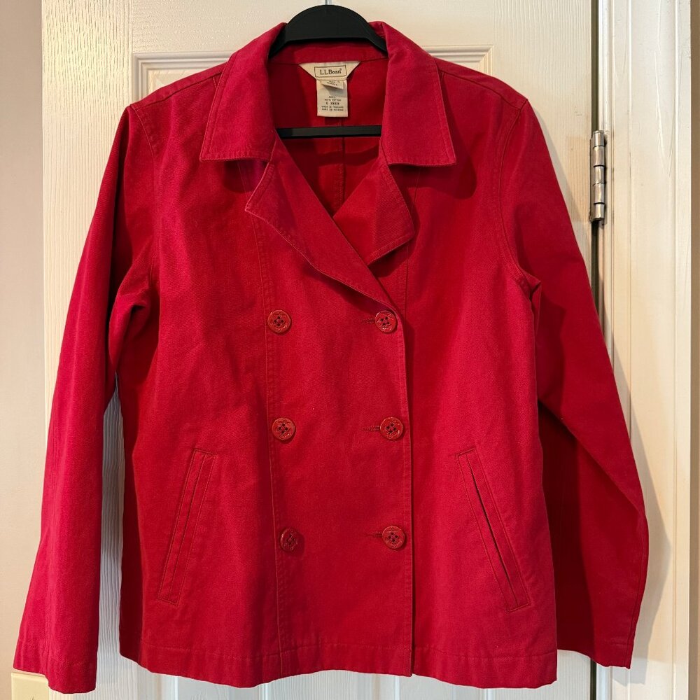 LL Bean Red Double-Breasted Fall Jacket Size S